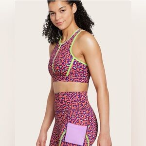 Peloton x Brittany Allen Leopard Zipper Bra